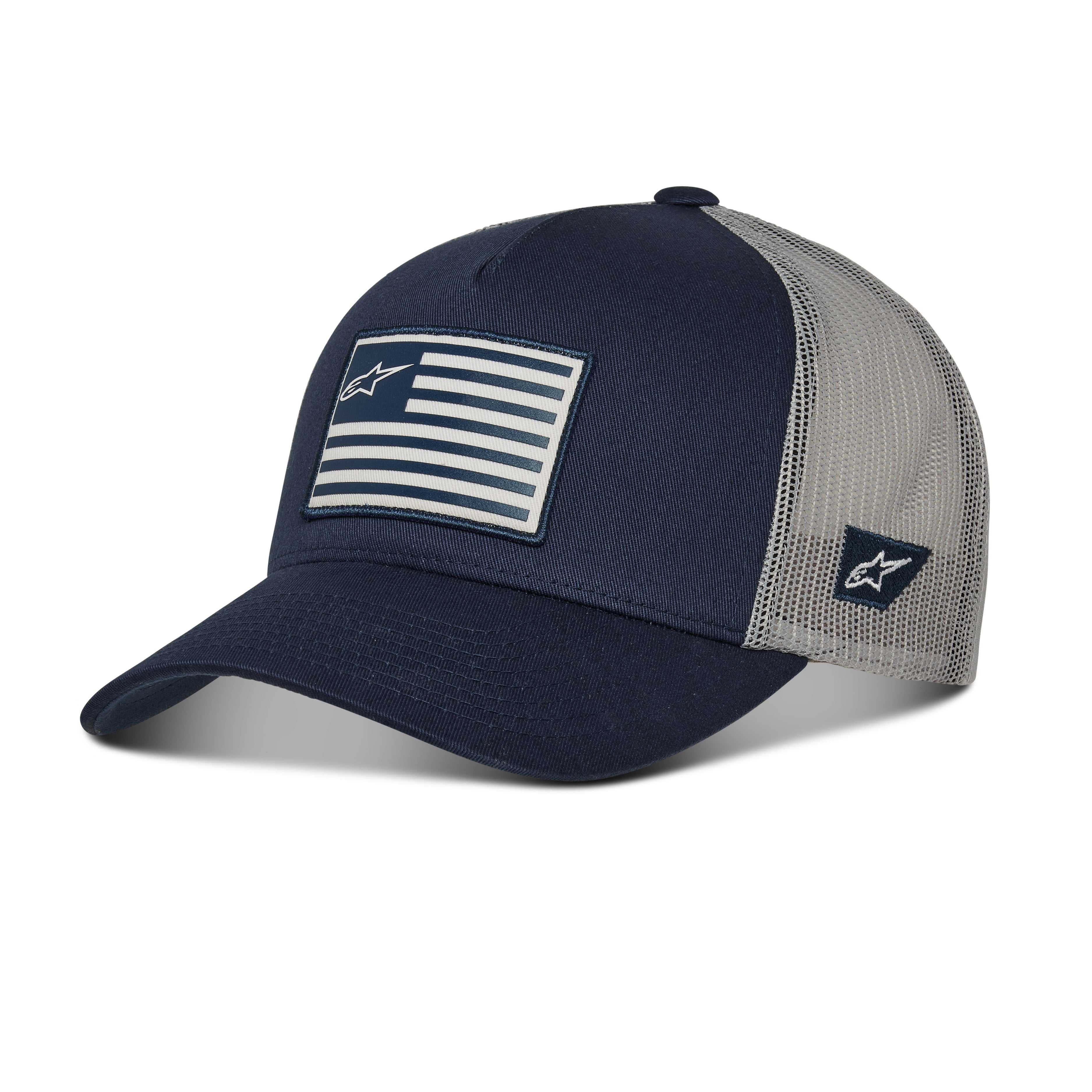 ALPINESTARS, 1211-81013-7011-OS Casquette à rabat avec drapeau Marine/Gris O/S