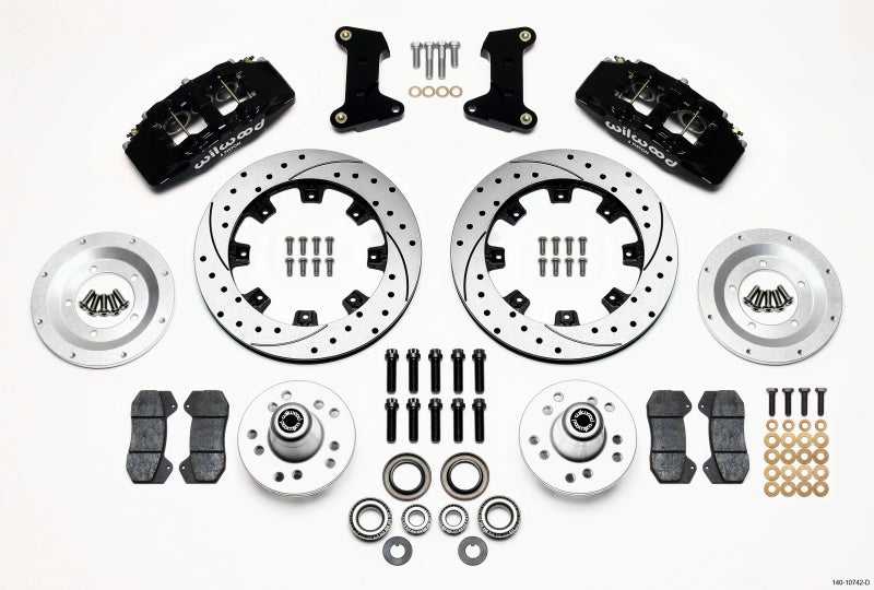 Wilwood, 140-10742-D Wilwood Dynapro 6 Front Hub Kit 12.19in Drilled 74-80 Pinto/Mustang II Disc Spindle only